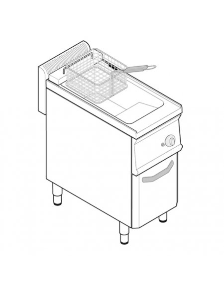 Friggitrice a gas freestandng 11,5kw, 1 vasca dim. cm 25x49,5x35h - 14 lt - dim tot. cm 35x70x85h