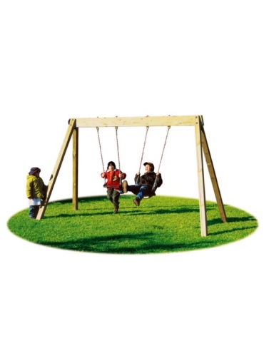 Altalena con struttura in legno lamellare - 2 Posti - sedili a gabbia - bambini dai 3 ai 12 anni - cm 370x160x230h
