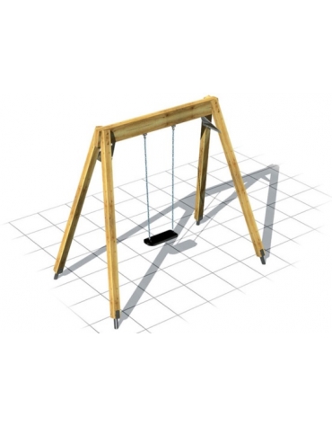 Altalena in legno ad 1 Posto con sedile a gabbia certificata per parchi pubblici - cm 265x160x230h