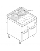 Friggitrice elettrica freestandng, trifase 21,6kw, 2 vasche dim. cm 25x49,5x29h - 14+14lt - dim tot. cm 70x70x85h