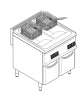 Friggitrice elett. freestandng con controllo elettronico, 21,6kw, 2 vasche dim. cm 25x49,5x29h - 14+14lt - dim tot. cm 70x70x85h