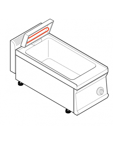 Scaldapatate elettrico monofase-1kw da banco, 1 vasca GN1/1 dim. cm 32,5x53x20h - dim tot. cm 35x70x28h