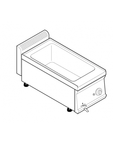 Bagnomaria a gas da banco, 1 vasca AISI 304 - GN1/1 dim. cm 30,5x51x16,5h - dim tot. cm 35x70x28h