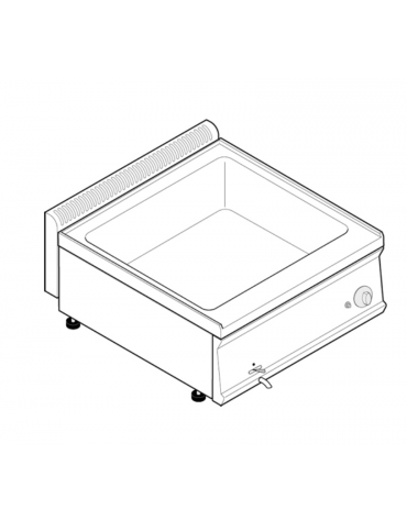 Bagnomaria a gas da banco, 1 vasca AISI 304 - GN2/1 dim. cm 63x51x16,5h - dim tot. cm 70x70x28h