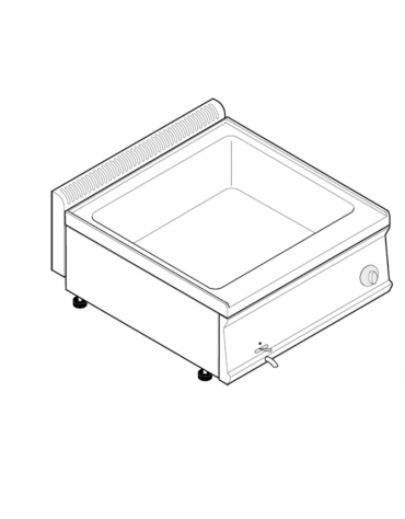 Bagnomaria elettrico da banco monofase-2,6kw, 1 vasca AISI 304 - GN2/1 dim. cm 63x51x16,5h - dim tot. cm 70x70x28