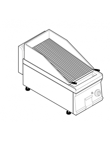 Griglia gas a pietra lavica da banco, con griglia inox a "V" dim. cm 30x48 - dim tot. cm 35x80x28h