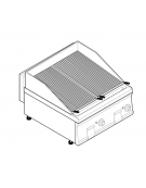 Griglia gas a pietra lavica da banco, con griglia inox a "V" dim. cm 30x48 x2 - dim tot. cm 70x70x28h