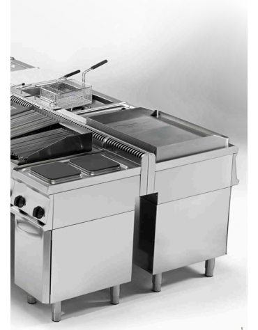 Griglia gas a pietra lavica da banco, con griglia inox a "V" dim. cm 30x48 x2 - dim tot. cm 70x70x28h