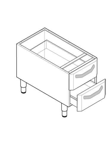 Vano neutro con 2 cassetti, cm cassetto 29,5x56x10h - dim. tot. 35x57,5x60h