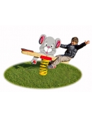 Gioco Topino a molla a due posti con figura in legno - cm 125x25x97h