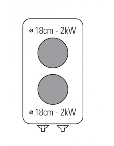 Cucina elettrica da banco trifase-4kw, 2 piastre cm Ø 18 - cm 35x65x28h