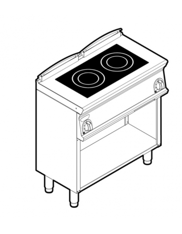 Cucina ad induzione trifase-7kw su vano aperto, con 2 piani di cottura - cm 80x45x90h