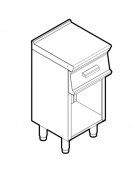 Piano di lavoro neutro in acciaio inox AISI 304 su vano aperto - con 1 cassetto - cm 40x45x90h