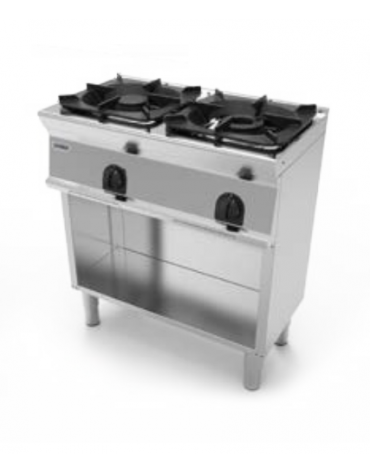 Cucina a gas 2 fuochi su vano aperto, potenza fuoco aperto 1X5,5kw +1x9kw - cm 80x45x90h