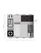 Cucina a gas 2 fuochi su vano aperto, potenza fuoco aperto 1X5,5kw +1x9kw - cm 80x45x90h