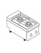 Cucina a gas 2 fuochi super da banco, potenza fuochi 2x7,2kw - cm 40x70x28h