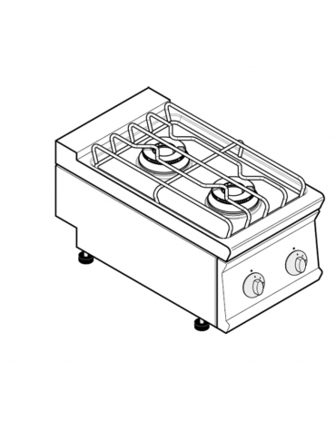 Cucina a gas 2 fuochi da banco, potenza fuochi 2x7,2kw - cm 40x70x28h