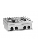 Cucina a gas 4 fuochi da banco, potenza fuochi 1x3,3kw+2x4,5kw+1x7,2kw - cm 80x70x28h