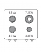 Cucina a gas 4 fuochi da banco, potenza fuochi 1x3,3kw+2x4,5kw+1x7,2kw - cm 80x70x28h