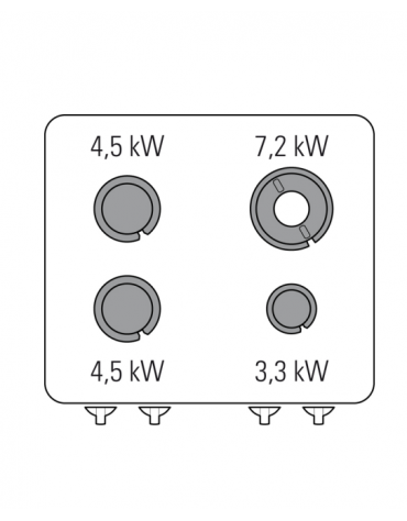 Cucina a gas 4 fuochi da banco, potenza fuochi 1x3,3kw+2x4,5kw+1x7,2kw - cm 80x70x28h