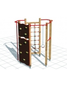 Palestrina in legno con arrampicata , fune, coppia di anelli, pertica e parete con appigli - Da interrare o da tassellare