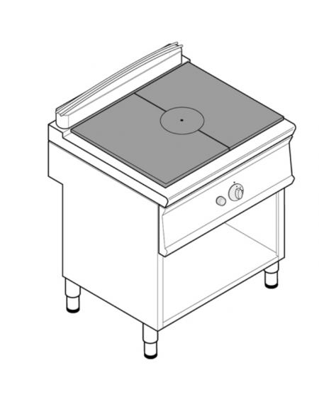 Tuttopiastra a gas cm 74,2x55,8 su vano aperto, 1 bruciatore - cm 80x70x28h