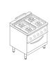 Cucina a gas 4 fuochi, forno a gas GN 2/1, fuochi aperti 1x3,3kw+2x4,5kw+1x7,2kw - cam. forno cm 57,5x65x30 - cm 80x70x90h