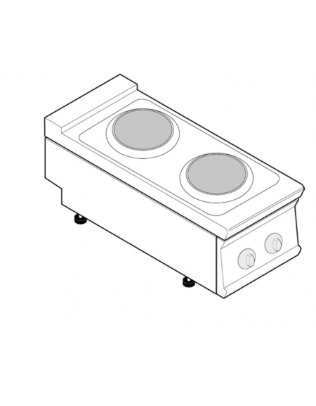Cucina elettrica da banco trifase-5,2kw, 2 piastre Ø cm 22 - cm 40x70x28h