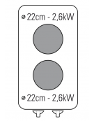 Cucina elettrica da banco trifase-5,2kw, 2 piastre Ø cm 22 - cm 40x70x28h