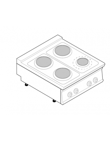 Cucina elettrica da banco trifase-10,4kw, 4 piastre cm Ø22 - cm 80x70x28h