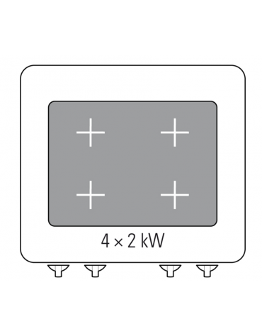 Tuttapiastra elettrica da banco trifase-8kw, 1 piastra cm 76,3x58 - cm 80x70x28h