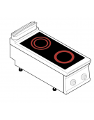 Cucina elettrica in vetroceramica da banco trifase-4,3kw, con 2 zone di cottura- cm 40x70x28h