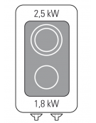 Cucina elettrica in vetroceramica da banco trifase-4,3kw, con 2 zone di cottura- cm 40x70x28h