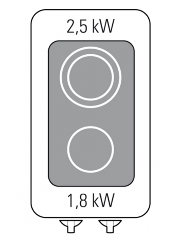 Cucina elettrica in vetroceramica da banco trifase-4,3kw, con 2 zone di cottura- cm 40x70x28h