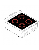 Cucina elettrica in vetroceramica da banco trifase-8,6kw, con 4 zone di cottura - cm 80x70x28h