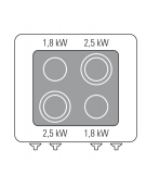 Cucina elettrica in vetroceramica da banco trifase-8,6kw, con 4 zone di cottura - cm 80x70x28h