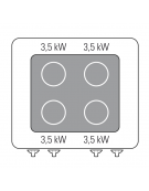 Cucina ad induzione da banco trifase-14kw, 4 zone di cottura - Adatta a pentole fondo liscio - cm 80x70x28h