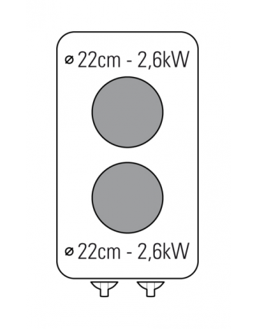Cucina elettrica su vano aperto trifase-5,2kw  2 piastre Ø cm 22 - cm 40x70x90h