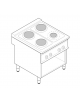 Cucina elettrica su vano aperto trifase - 10,4kw, 4 piastre cm Ø22 -  cm 80x70x90h