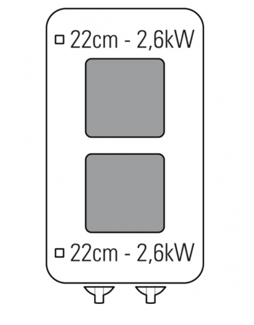 Cucina elettrica trifase-5,2kw, 2 piastre quadre cm 22x22, su vano aperto cm 33x57,4x39,5 - dim tot. cm 40x70x90h