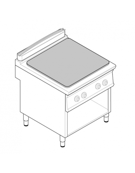 Tuttapiastra elettrico trifase-8kw, zona cottura cm 76,3x58 su vano aperto cm 73x57,4x39,5 - dim tot. cm 80x70x90h