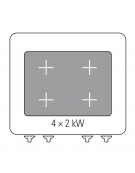 Tuttapiastra elettrico trifase-8kw, zona cottura cm 76,3x58 su vano aperto cm 73x57,4x39,5 - dim tot. cm 80x70x90h