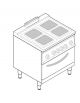Cucina elettrica trifase - 15,1kw, 4 piastre cm 22x22, su forno elettrico GN2/1, con camera cm 57,5x65x30 -cm 80x70x90h