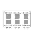 Cucina elettrica trifase-21,9kw, 6 piastre cm 22x22, su forno elettrico GN2/1, con camera cm 92,5x65x30 -cm 120x70x90h