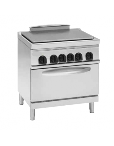 Cucina tuttopiastra elettrica cm 76,3x58, trifase-12,7kw,  su forno elet. statico camera cm 57,5x65x30 - dim tot. cm 80x70x90h