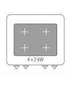 Cucina tuttopiastra elettrica cm 76,3x58, trifase-12,7kw,  su forno elet. statico camera cm 57,5x65x30 - dim tot. cm 80x70x90h