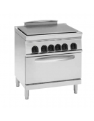 Cucina  tuttopiastra elettrica cm 76,3x58, trifase-13kw, su forno elet. vent. GN1/1 camera cm 57,5x51,5x30 -dim tot. cm 80x70x90