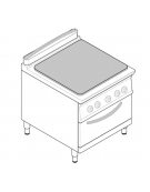 Cucina  tuttopiastra elettrica cm 76,3x58, trifase-13kw, su forno elet. vent. GN1/1 camera cm 57,5x51,5x30 -dim tot. cm 80x70x90