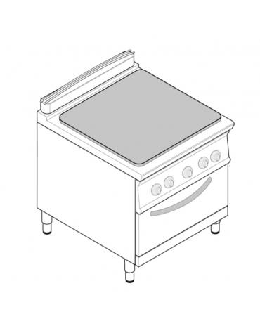 Cucina  tuttopiastra elettrica cm 76,3x58, trifase-13kw, su forno elet. vent. camera cm 57,5x51,5x30 - dim tot. cm 80x70x90h