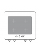 Cucina tuttopiastra elettrica 4 zone cottura, su forno elettrico ventilato GN 1/1 - potenza tot. 13Kw trifase - cm 80x70x90h